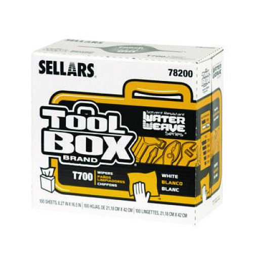 Sellars TOOLBOX WaterWeave T700 Wipers, 1-Ply, 8.27 x 16.5, White, 100 Sheets/Box, 8 Boxes/Carton (78200)