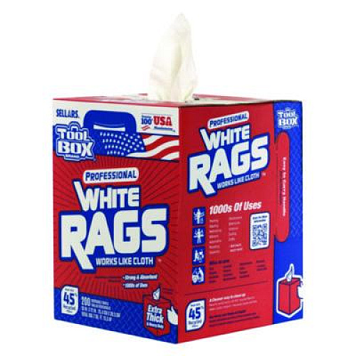 Sellars TOOLBOX White Rags, 1-Ply, 9.8 x 12, White, 200 Sheets/Box, 6 Boxes/Carton (58202)