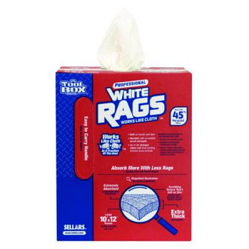 Sellars TOOLBOX White Rags, 1-Ply, 9.8 x 12, White, 200 Sheets/Box, 6 Boxes/Carton (58202)