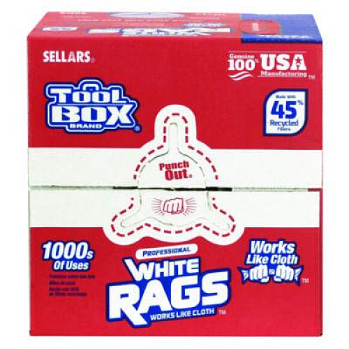 Sellars TOOLBOX White Rags, 1-Ply, 9.8 x 12, White, 200 Sheets/Box, 6 Boxes/Carton (58202)