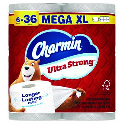 Charmin Ultra Strong Bathroom Tissue, Septic Safe, 2-Ply, White, 330 Sheets/Roll, 6 Rolls/Pack, 3 Packs/Carton (13449)