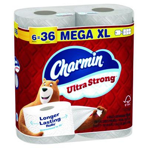 Charmin Ultra Strong Bathroom Tissue, Septic Safe, 2-Ply, White, 330 Sheets/Roll, 6 Rolls/Pack, 3 Packs/Carton (13449)