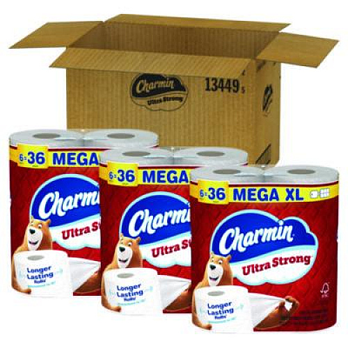 Charmin Ultra Strong Bathroom Tissue, Septic Safe, 2-Ply, White, 330 Sheets/Roll, 6 Rolls/Pack, 3 Packs/Carton (13449)