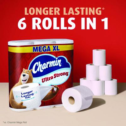 Charmin Ultra Strong Bathroom Tissue, Septic Safe, 2-Ply, White, 330 Sheets/Roll, 6 Rolls/Pack, 3 Packs/Carton (13449)