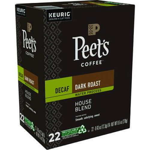 Peet's Coffee & Tea House Blend Decaf K-Cups, 22/Box (6544)