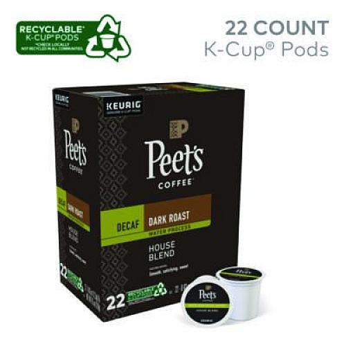 Peet's Coffee & Tea House Blend Decaf K-Cups, 22/Box (6544)