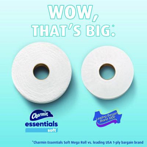 Charmin Essentials Soft Bathroom Tissue, Septic Safe, 2-Ply, White, 330 Sheets/Roll, 18 Rolls/Carton (04535)