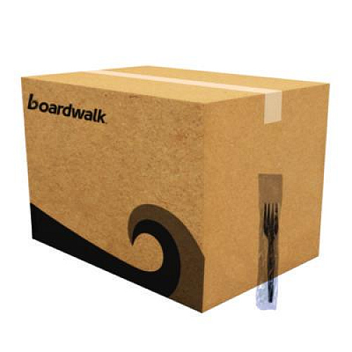 Boardwalk Heavyweight Wrapped Polystyrene Cutlery, Fork, Plastic, Black, 1,000/Carton (FORKHWPSBIW)
