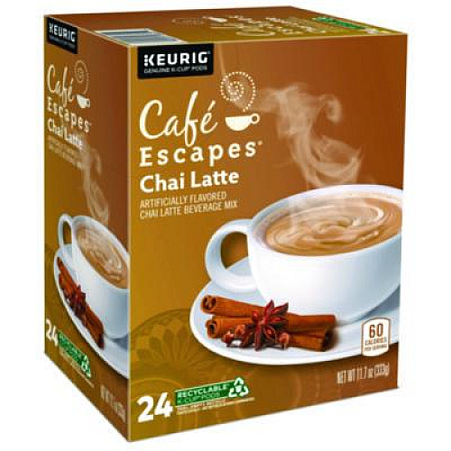 Caf Escapes Chai Latte K-Cups, 24/Box (6805)