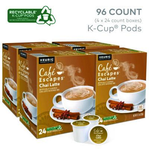 Caf Escapes Chai Latte K-Cups, 96/Carton (6805CT)