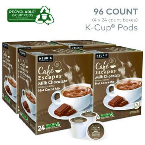 Caf Escapes Cafe Escapes Milk Chocolate Hot Cocoa K-Cups, 96/Carton (6801CT)