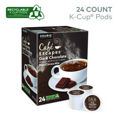 Caf Escapes Cafe Escapes Dark Chocolate Hot Cocoa K-Cups, 24/Box (6802)