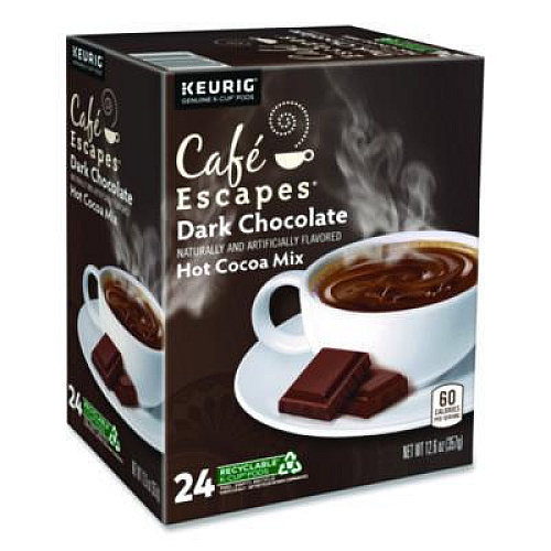 Caf Escapes Dark Chocolate Hot Cocoa K-Cups, 24/Box, 4 Box/Carton (6802CT)