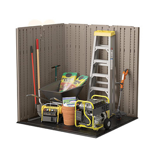 Suncast Everett Storage Shed, 201 cu ft, 6 ft 2.75" x 5 ft 5.25" x 7 ft 8.75", Dark Taupe/Black/Slate (BMS6511D)