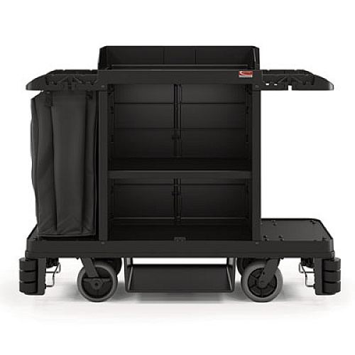 Suncast Commercial Premium Housekeeping Cart, Plastic, 1 Shelf, 24 x 62.13 x 49.75, Black (HKC2000)