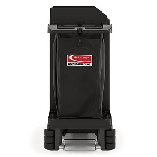 Suncast Commercial Premium Housekeeping Cart, Plastic, 1 Shelf, 24 x 62.13 x 49.75, Black (HKC2000)