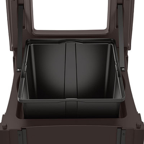 Suncast Commercial Resin Customizable Garbage Can with Open Lid, 34.4 gal, Plastic, Java (RMCC3502)