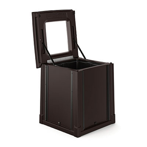 Suncast Commercial Resin Customizable Garbage Can with Open Lid, 34.4 gal, Plastic, Java (RMCC3502)