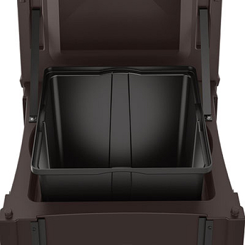 Suncast Commercial Resin Customizable Garbage Can with Covered Lid, 34.4 gal, Plastic, Java (RMCC3501)