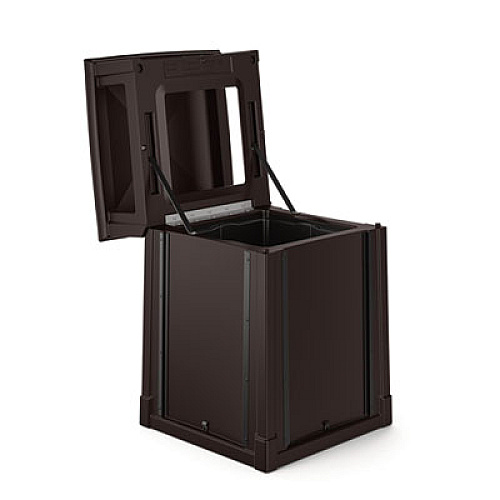 Suncast Commercial Resin Customizable Garbage Can with Covered Lid, 34.4 gal, Plastic, Java (RMCC3501)