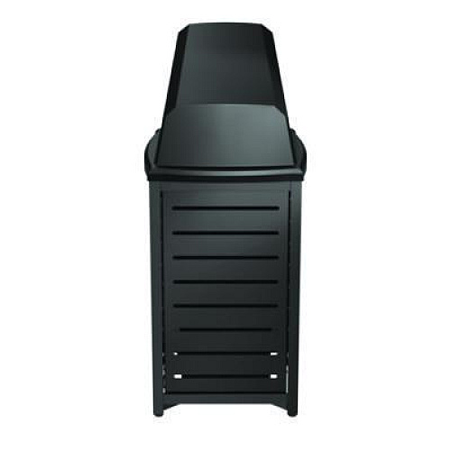 Suncast Commercial Outdoor Decorative Metal Square Trash Can with Chute Lid, 30 gal, Metal, Black (MTCSQ305)