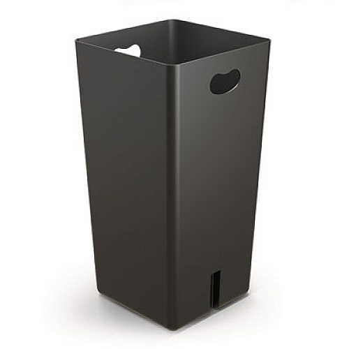 Suncast Commercial Outdoor Decorative Metal Square Trash Can with Two-Way Lid, 29 gal, Plastic, Black (MTCSQ300)