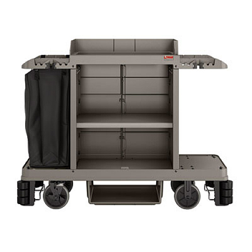 Suncast Commercial Partially Assembled Premium Housekeeping Cart, Plastic, 1 Shelf, 24 x 62.13 x 49.75, Platinum (HKC2052)