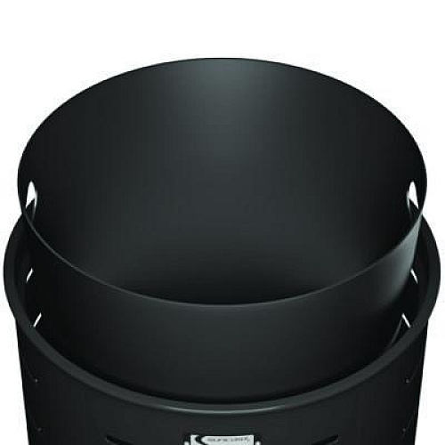 Suncast Commercial Outdoor Decorative Metal Trash Can with Metal Lid with Ash Bonnet, 35.38 gal, Metal, Black (MTCRND3502)