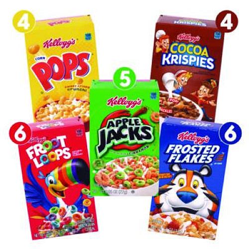 Kellogg's Cereal Assortment Pack, Assorted Flavors, Single Serve Box, 25/Carton (22002287)