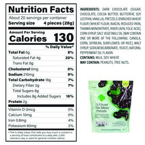 girl scouts Thin Mints Pretzels, Mint Chocolate, 20 oz Bag (22002340)