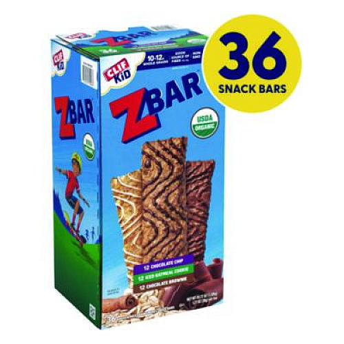 CLIF Bar Kid Organic Zbar Granola Bars Variety Pack, Assorted Flavors, 1.27 oz Bar, 36/Carton (22002341)