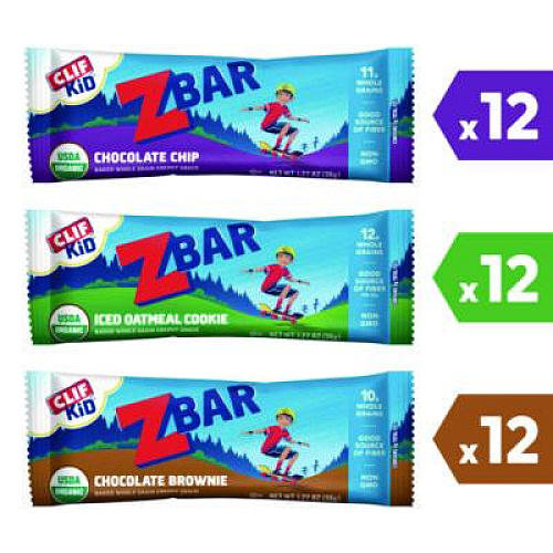 CLIF Bar Kid Organic Zbar Granola Bars Variety Pack, Assorted Flavors, 1.27 oz Bar, 36/Carton (22002341)