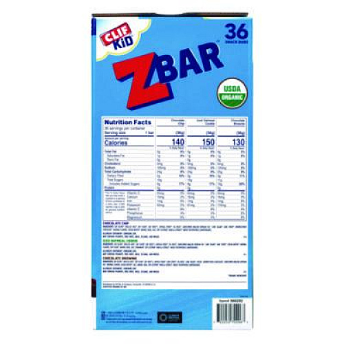 CLIF Bar Kid Organic Zbar Granola Bars Variety Pack, Assorted Flavors, 1.27 oz Bar, 36/Carton (22002341)