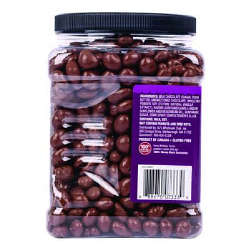 Wellsley Farms Milk Chocolate Covered Raisins, 50 oz Jar (22002345)
