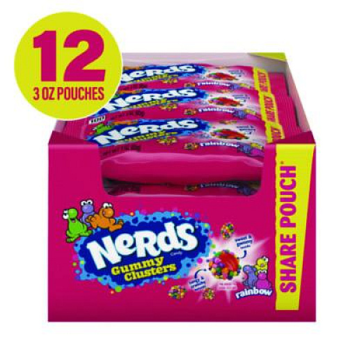 NERDS Rainbow Gummy Clusters Share Pack, Assorted Flavors, 3 oz Packet, 12/Carton (22002360)