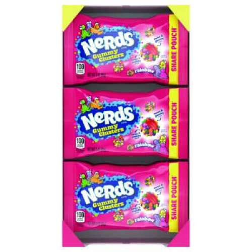 NERDS Rainbow Gummy Clusters Share Pack, Assorted Flavors, 3 oz Packet, 12/Carton (22002360)
