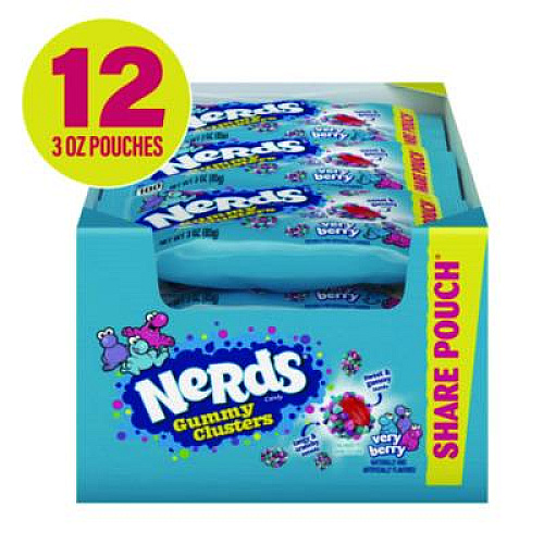NERDS Very Berry Clusters Share Pack, Berry, 3 oz Packet, 12/Carton (22002361)