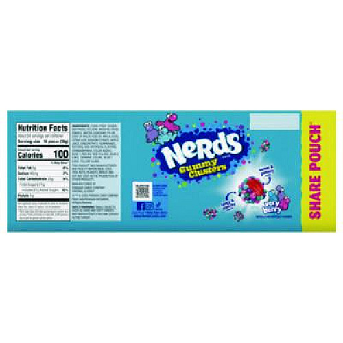 NERDS Very Berry Clusters Share Pack, Berry, 3 oz Packet, 12/Carton (22002361)