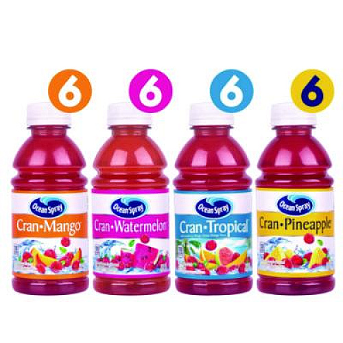 Ocean Spray Tropical Variety Pack, Assorted Flavors, 10 oz Bottle, 24/Carton (22002377)