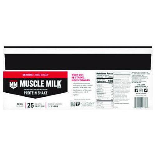 MUSCLE MILK PROTEIN Genuine Chocolate Protein Shake, 11 oz Carton, 18/Carton (22002378)