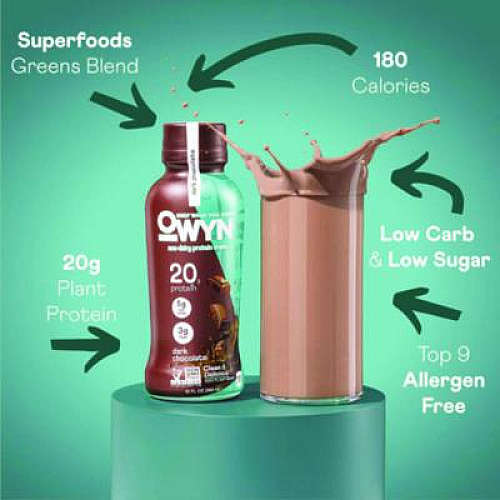 OWYN 20 g Protein Drink, Chocolate, 12 oz Bottle, 12/Carton (38200001)