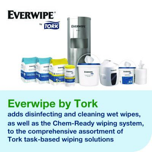 Tork Light-Duty Surface Cleaning Wet Wipe, 1-Ply, 8 x 6, Unscented, White, 2,500 Sheets/Roll, 2 Rolls/Carton (192816)
