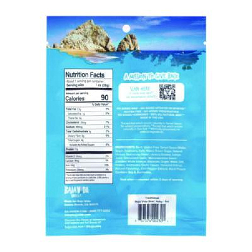 Baja Jerky Beef Jerky Traditional Snack Pack, Original, 1 oz Packet, 12/Carton (22002304)