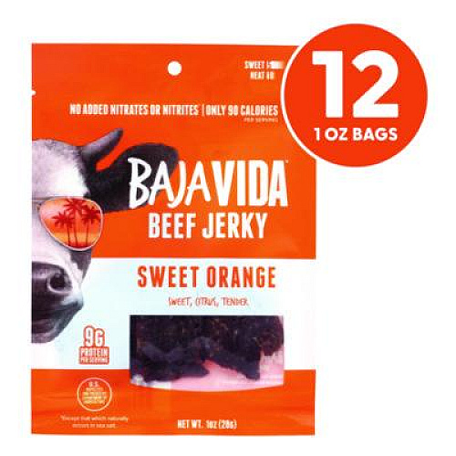 Baja Jerky Beef Jerky Sweet Orange Snack Pack, Sweet Orange, 1 oz Packet, 12/Carton (22002306)