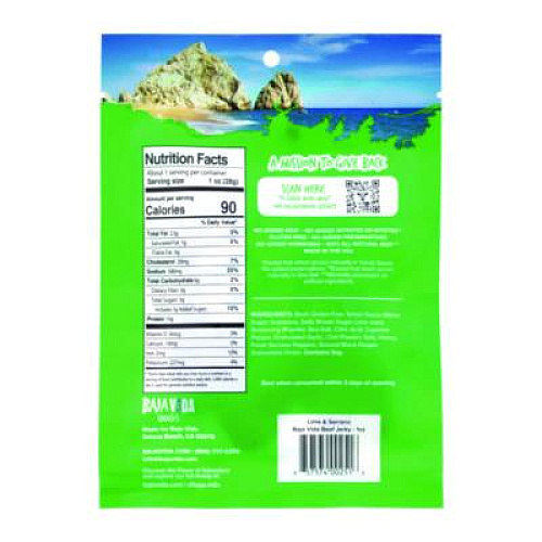 Baja Jerky Beef Jerky Lime and Serrano Pepper Snack Pack, Lime and Serrano Pepper, 1 oz Packet, 12/Carton (22002307)