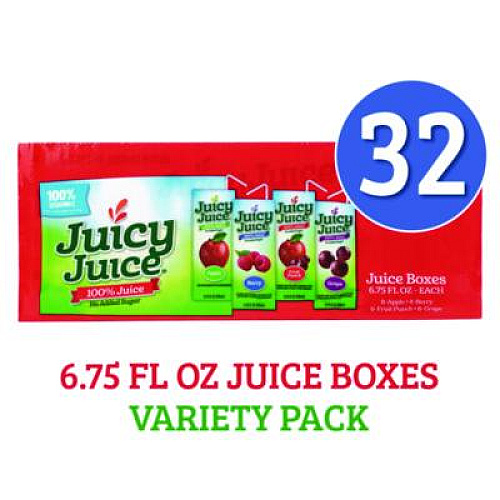 Juicy Juice Juice Box Variety Pack, Assorted Flavors, 6.75 oz. Box, 32/Carton (22002370)