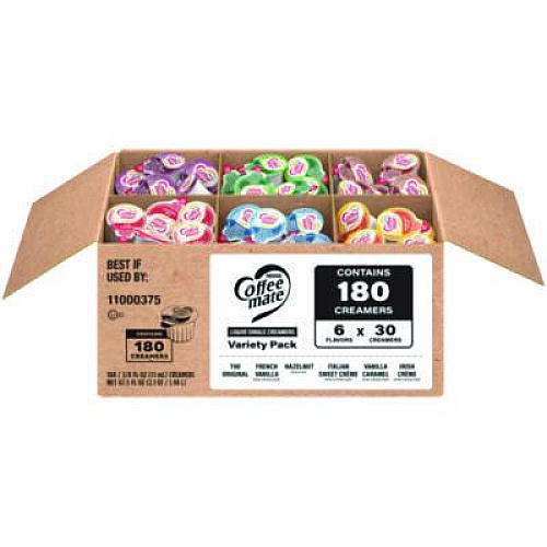 Coffee mate Variety Pack, Assorted Flavors, 0.38 oz Mini Cups, 180/Carton (60003005)