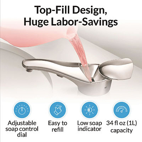 Bobrick SureFlo Top-Fill Automatic Bulk Foam Soap Dispenser, 34 oz, 2.75 x 6.75 x 3, Polished Chrome (824)