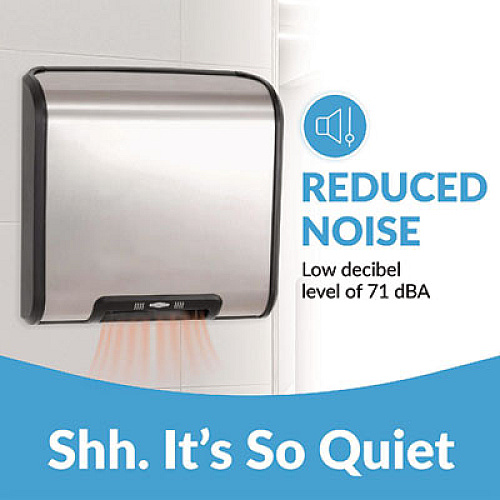 Bobrick TrimLineSeries QuietDry Surface-Mounted ADA Automatic Hand Dryer, 115 V, 13.6 x 5.1 x 14.9, Satin Stainless Steel (7128)
