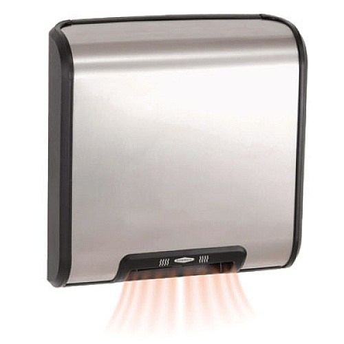 Bobrick TrimLineSeries QuietDry Surface-Mounted ADA Automatic Hand Dryer, 115 V, 13.6 x 5.1 x 14.9, Satin Stainless Steel (7128)